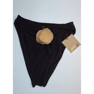 SAME Los Angeles Bikini Bottom High Waist Rosette Beige Faux Suede Size M New